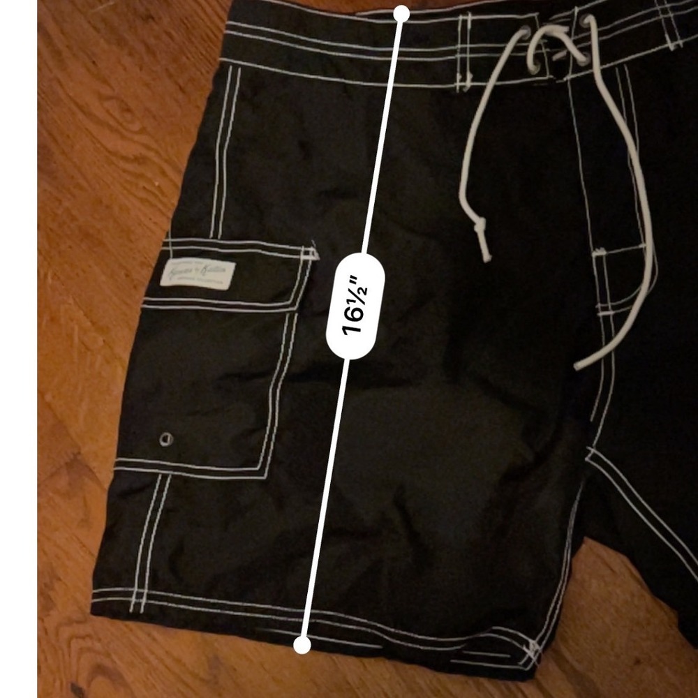 Katin Heritage Collection Mens Board Shorts Black White Stitch Sz 36 Surf Trunks - Picture 7 of 8